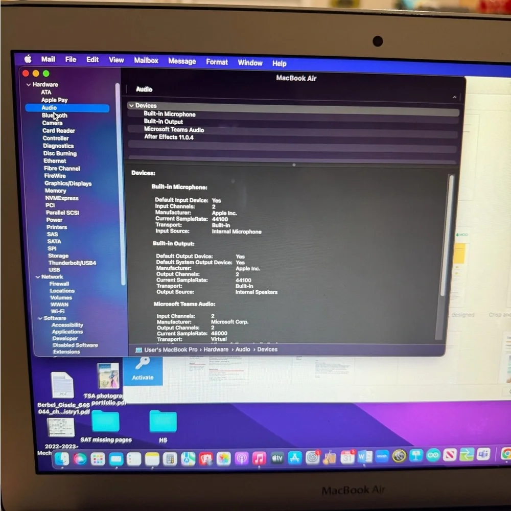 APPLE MACBOOK AIR A1466 13-EARLY-2015 i5-5250U@1.6GHz 8GB RAM 256GB NVMe macOS
